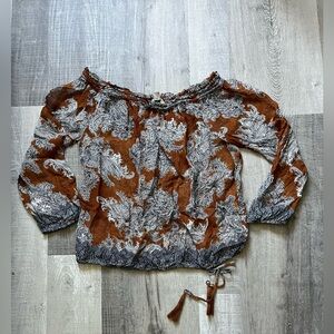 Lucky Brand Boho Off-Shoulder Top Size M